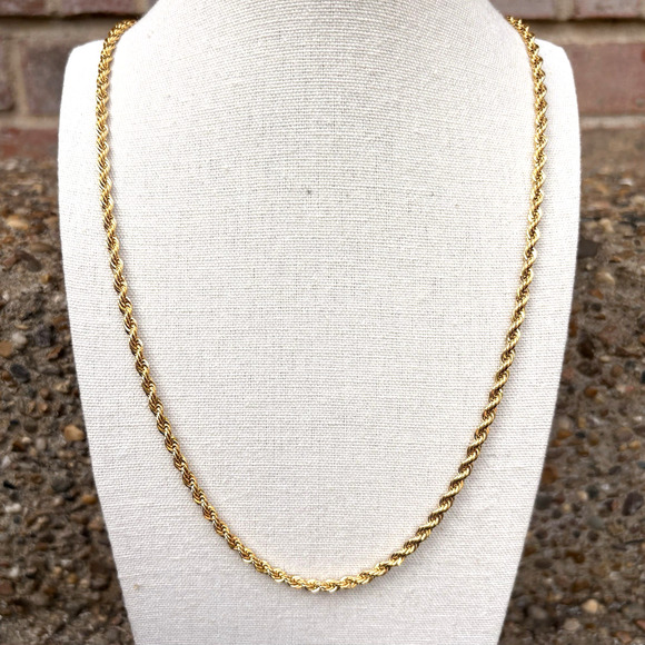 Vintage Erwin Pearl EP Gold Tone Twisted Chain Long Necklace 30" - Picture 1 of 6
